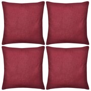 vidaXL 4 Burgundowe bawełniane poszewki na poduszki 50 x 50 cm vidaXL 130932