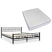 vidaXL Metalowe łóżko z materacem z pianki memory, 160x200 cm, czarne vidaXL 275645