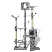 vidaXL Drapak dla kota 175 cm, 2 domki, Pluszowy, Szary z motywem w łapki vidaXL 170110
