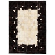 vidaXL Dywan ze skóry, patchwork w kwadraty, 80x150 cm, czarno-biały vidaXL 132622