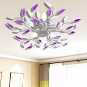 vidaXL Lampa sufitowa z akrylowymi kryształowymi liśćmi fiolet+biel 5 x E14 vidaXL 241477