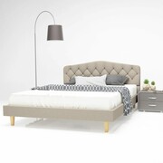 vidaXL Łóżko materiałowe ze stelażem listwowym, 140x200 cm, beżowe vidaXL 245529