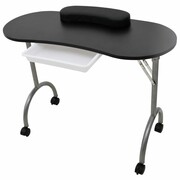 vidaXL Składany stolik do manicure, czarny z kółeczkami vidaXL 110123