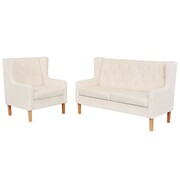 vidaXL Zestaw wypoczynkowy - sofa i fotel, kremowe vidaXL 274928