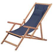 vidaXL Składany leżak plażowy, tkanina, niebieski vidaXL 43996