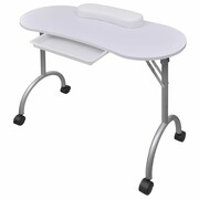 vidaXL Stolik do manicure Biały z kółeczkami vidaXL 110124