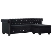 vidaXL Sofa Chesterfield z leżanką, aksamit, 199 x 142 x 72 cm, czarna vidaXL 247139