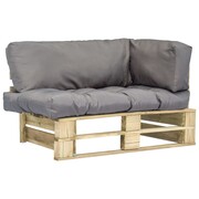 vidaXL Sofa ogrodowa z palet z szarymi poduszkami, drewno FSC vidaXL 275291