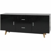 vidaXL Szafka o wysokim połysku, 160x40x70 cm, MDF, czarna vidaXL 242991