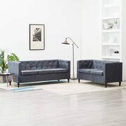 vidaXL Zestaw mebli w stylu Chesterfield, 2 szt., tkanina, szare vidaXL 275630