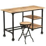 vidaXL Biurko ze składanym taboretem, lite drewno mango, 115x50x76 cm vidaXL 245261