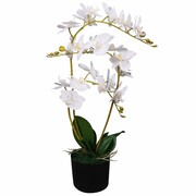 vidaXL Sztuczny storczyk z doniczką, 65 cm, biały vidaXL 244423