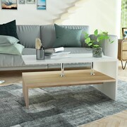 vidaXL Stolik kawowy, 90x59x42 cm, płyta wiórowa, kolor dębowy i biały vidaXL 244856