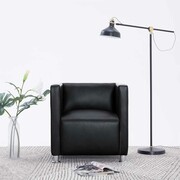 vidaXL Fotel w formie kostki ze skóry syntetycznej, czarny vidaXL 240068