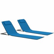 vidaXL Składane maty plażowe, 2 szt., tkanina, niebieskie vidaXL 44327