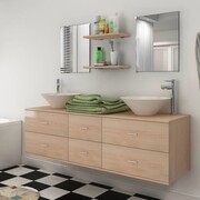 vidaXL Zestaw do łazienki z umywalką, 7 elementów, beżowy vidaXL 272232