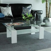vidaXL Stolik kawowy wysoki połysk z półką 110x60x40 cm, biały vidaXL 244150