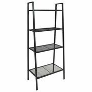 vidaXL Regał drabinowy na książki, z 4 półkami, metalowy, czarny vidaXL 245972