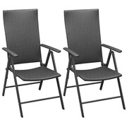 vidaXL Krzesła ogrodowe, 2 sztuki, polirattan, aluminium, czarne vidaXL 42796