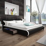 vidaXL Łóżko z 2 szufladami, 180 x 200 cm, sztuczna skóra, czarne vidaXL 242411
