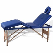 vidaXL Niebieski składany stół do masażu 4 strefy z drewnianą ramą vidaXL 110093