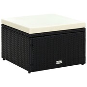 vidaXL Puf 53 x 53 x 30 cm, polirattanowy, czarny vidaXL 42671