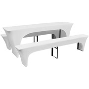 vidaXL 3 białe, rozciągliwe pokrowce na stół i ławki 220 x 50 x 80 cm vidaXL 130792