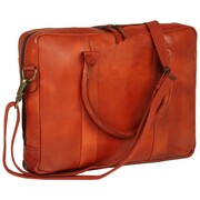 vidaXL Torba na laptopa, z zamkiem, prawdziwa skóra, jasnobrązowa vidaXL 133296