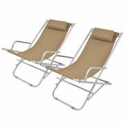 vidaXL Leżaki rozkładane, 2 szt., kolor taupe, stal, 69 x 61 x 94 cm vidaXL 44298