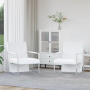vidaXL Fotele o chromowanych ramach, 2 szt., sztuczna skóra, białe vidaXL 270180
