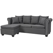 vidaXL Sofa w kształcie litery L, tkanina, 200x140x73 cm, ciemnoszara vidaXL 245543