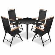 vidaXL Zestaw mebli ogrodowych z aluminium, 5 części, czarny vidaXL 42768
