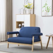 vidaXL 2-osobowa sofa tapicerowana tkaniną, niebieska vidaXL 246649