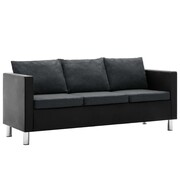 vidaXL Sofa 3-osobowa obita sztuczną skórą, czarno-ciemnoszara vidaXL 247169