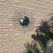 vidaXL Ogrodowe lustro ścienne w kształcie słońca, 60 cm, czarne vidaXL 275611