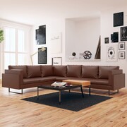 vidaXL Sofa narożna, sztuczna skóra, brąz vidaXL 244104