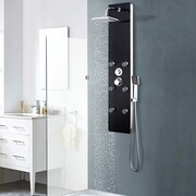 vidaXL Panel prysznicowy, szkło, 25 x 44,6 x 130 cm, czarny vidaXL 142993