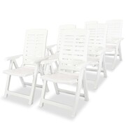 vidaXL Krzesła ogrodowe rozkładane, 6 szt., białe, 60 x 61 x 108 cm vidaXL 275068