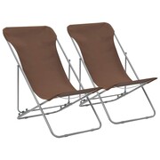 vidaXL Składane krzesła plażowe, 2 szt., stal i tkanina Oxford, brąz vidaXL 44362