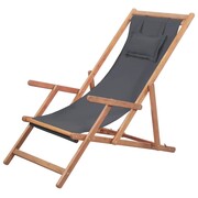 vidaXL Składany leżak plażowy, tkanina, szary vidaXL 43997