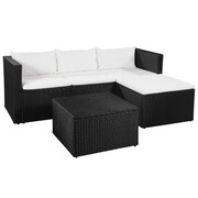 vidaXL Zestaw mebli do ogrodu, 10 części, polirattan, czarno-kremowy vidaXL 44168