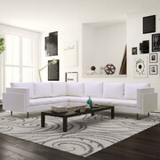 vidaXL Narożna sofa ze sztucznej skóry, biała vidaXL 244106