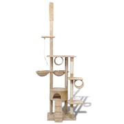 vidaXL Drapak dla kota 220 - 240 cm, 1 domek, beżowy vidaXL 170101