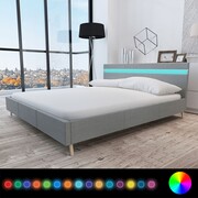 vidaXL Łóżko z taśmą LED, 180 x 200 cm, materiałowe, jasnoszare vidaXL 242074