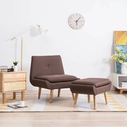 vidaXL Fotel tapicerowany tkaniną z podnóżkiem, brązowy vidaXL 246980