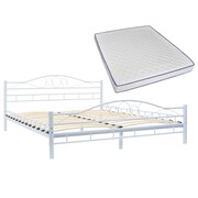 vidaXL Metalowe łóżko i materac memory, 160x200 cm, białe, zaokrąglone vidaXL 275864