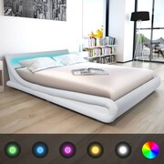 vidaXL Łóżko ze sztucznej skóry z materacem Memory Foam 160 x200 cm, białe vidaXL 273920