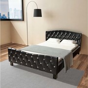 vidaXL Podwójne łóżko z materacem memory 140 x 200 cm, czarne vidaXL 274679