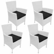 vidaXL Krzesła ogrodowe, 4 szt., rattan PE, śmietankowe vidaXL 274415