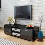 vidaXL Szafka pod TV na wysoki połysk czarna 140x40.3x34.7 cm vidaXL 243044